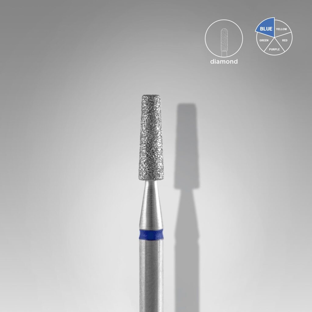 Frez diamentowy ścięty stożek niebieski średnica 2,5 mm / część pracująca 8 mm